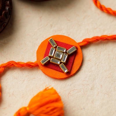Bead & Kundan Work Fabric Rakhi by Abira Creations 01