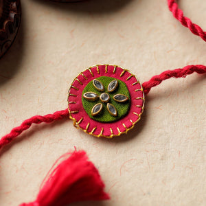 Bead & Kundan Work Fabric Rakhi by Abira Creations 02
