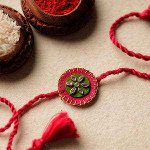 Bead & Kundan Work Fabric Rakhi by Abira Creations 02