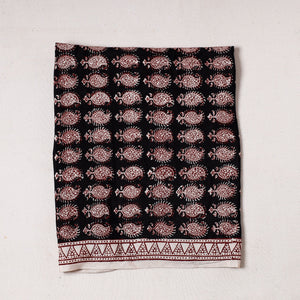 Black - Bagh Block Printed Modal Silk Precut fabric - (0.8 meter)