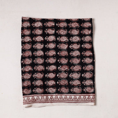 Black - Bagh Block Printed Modal Silk Precut fabric - (0.8 meter)