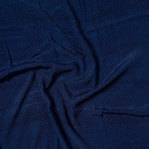 Blue - Bagh Block Printed Modal Silk Precut fabric - (1 meter)