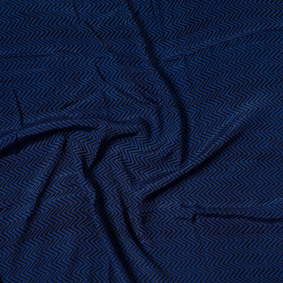 Blue - Bagh Block Printed Modal Silk Precut fabric - (1 meter)