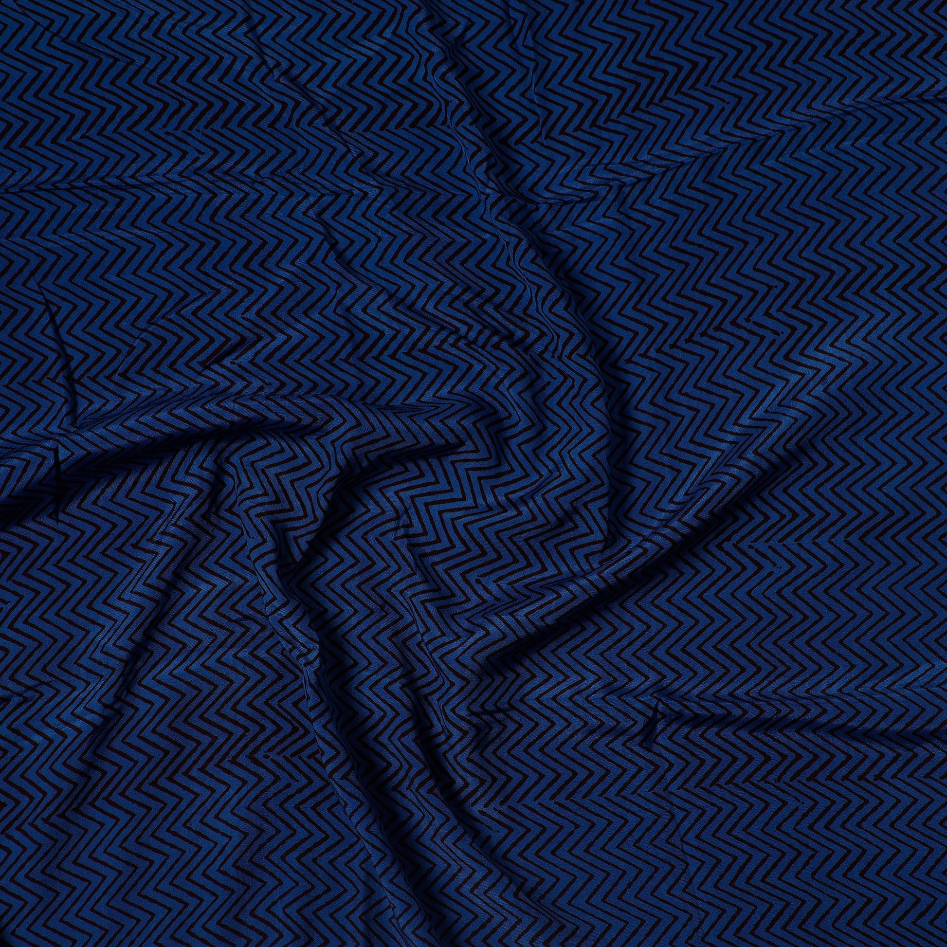 Blue - Bagh Block Printed Modal Silk Precut fabric - (1 meter)