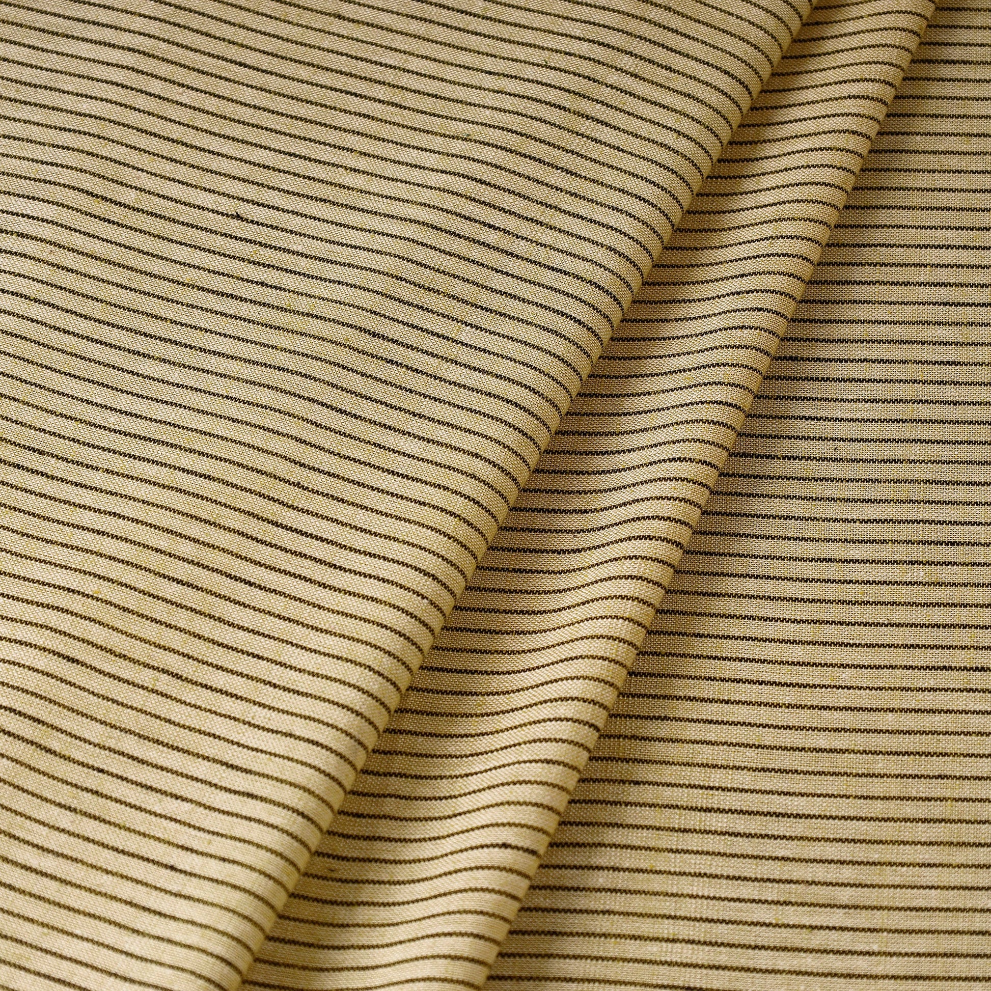 Brown - Baragaon Pre Washed Handloom Striped Cotton Fabric