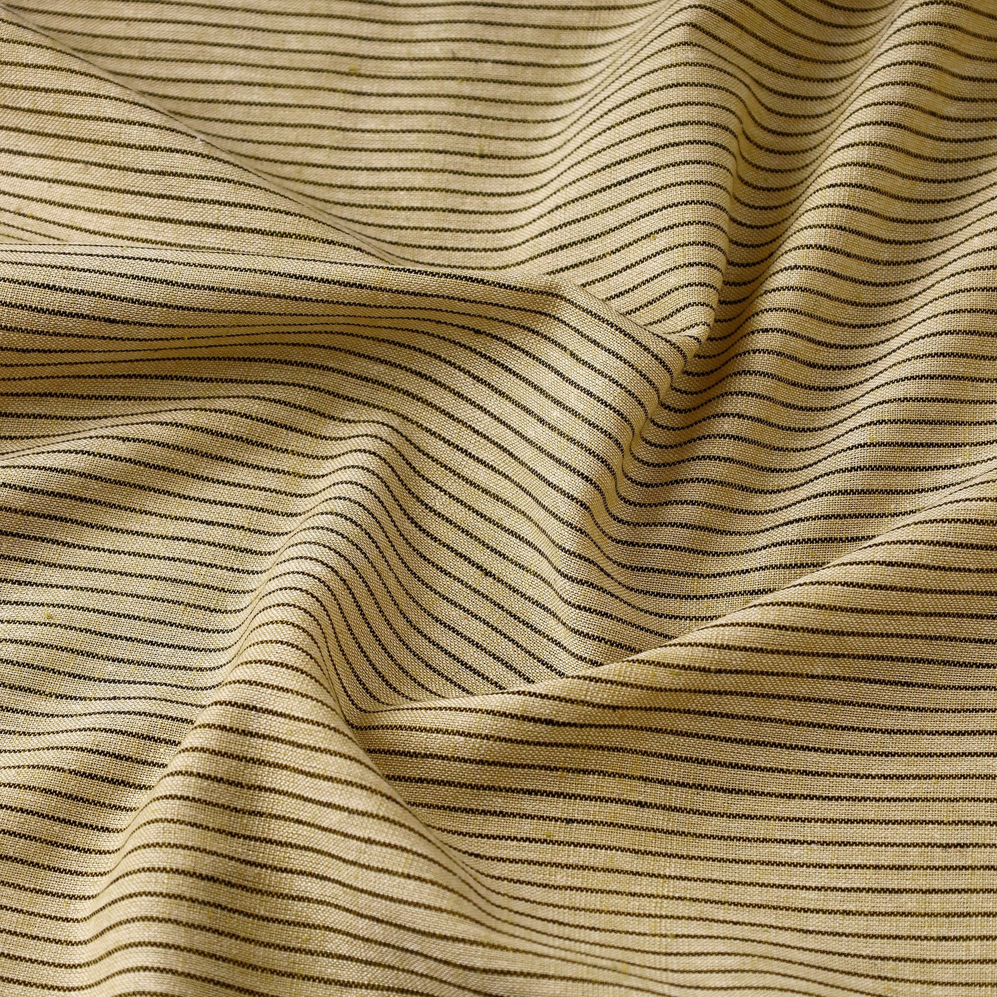 Brown - Baragaon Pre Washed Handloom Striped Cotton Fabric