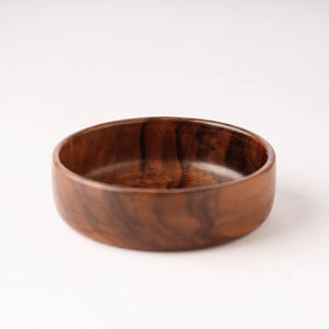 Brown - Handcrafted Sheesham Wooden Bowl