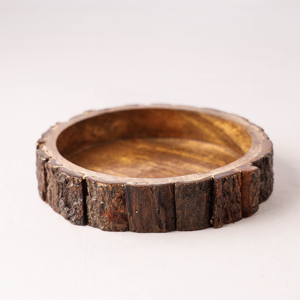 Brown - Handcrafted Mango Wooden Bowls (set of 3)