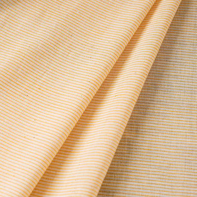 Beige - Baragaon Pre Washed Handloom Striped Cotton Fabric