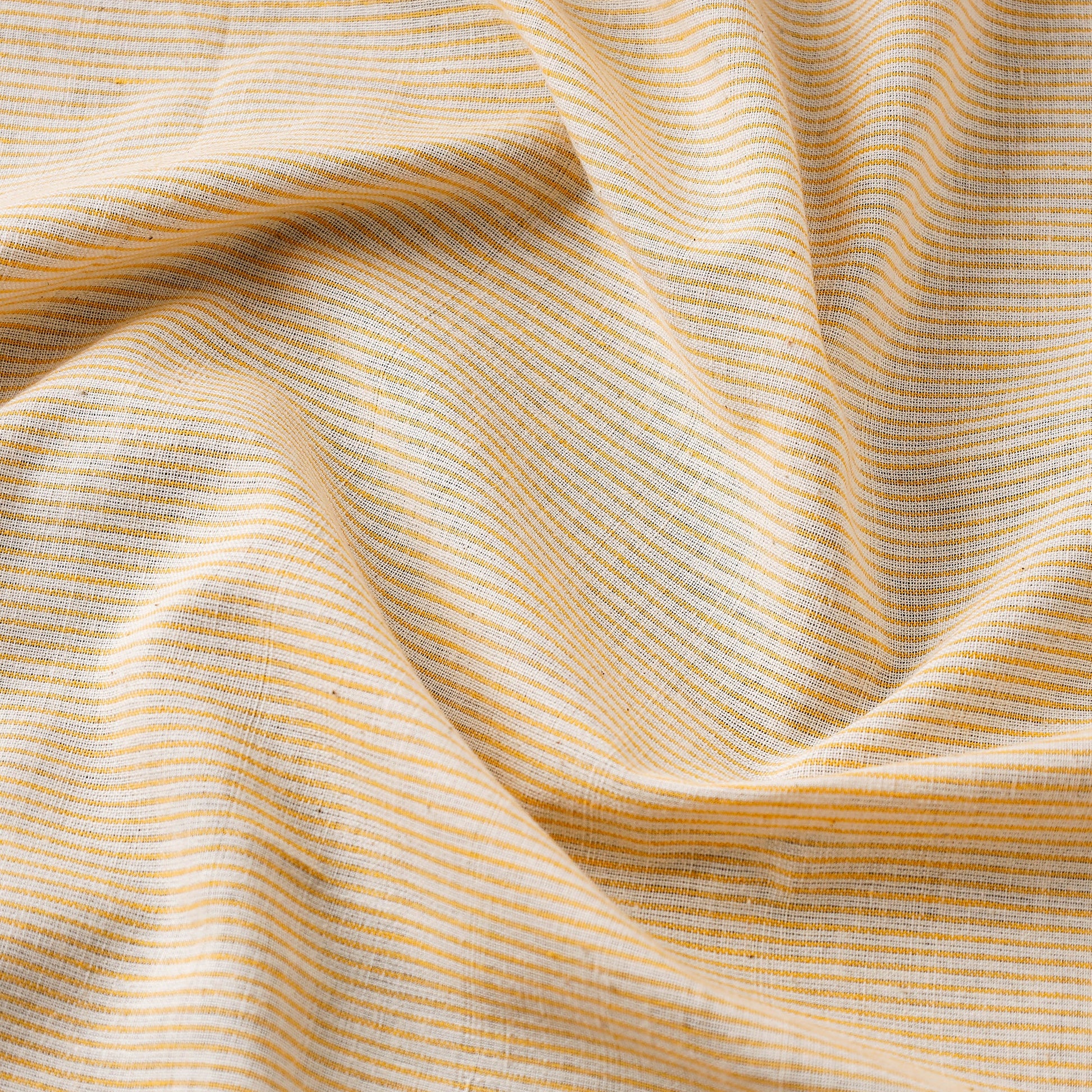 Beige - Baragaon Pre Washed Handloom Striped Cotton Fabric