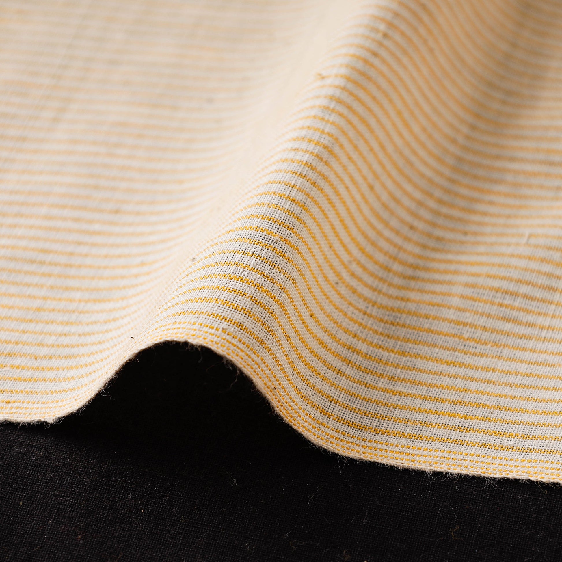 Beige - Baragaon Pre Washed Handloom Striped Cotton Fabric