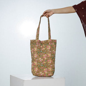 Brown - Handcrafted Quilted Sanganeri Block Printed Shoulder Bag