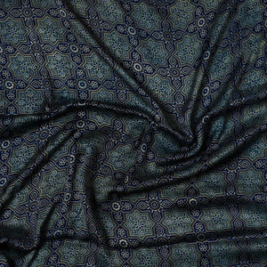 Blue - Ajrakh Block Printed Modal Silk Precut fabric