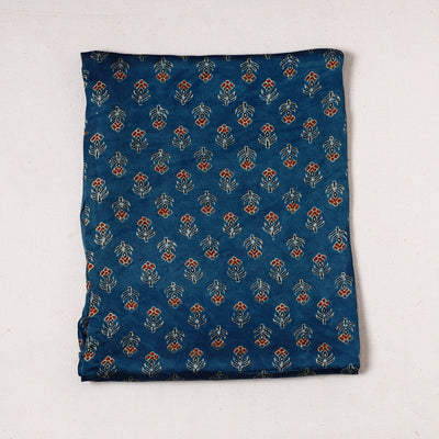 Blue - Ajrakh Block Printed Modal Silk Precut fabric