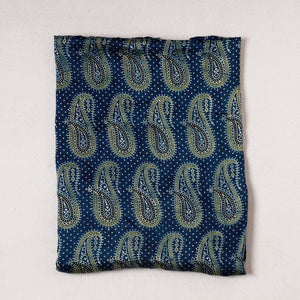 Blue - Ajrakh Block Printed Modal Silk Precut fabric
