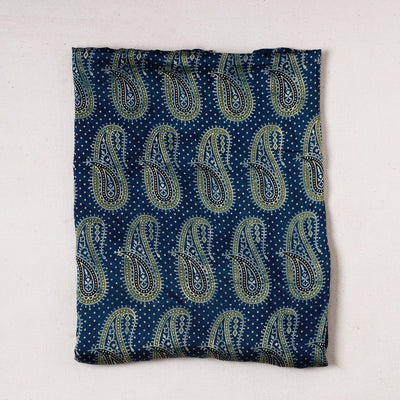 Blue - Ajrakh Block Printed Modal Silk Precut fabric