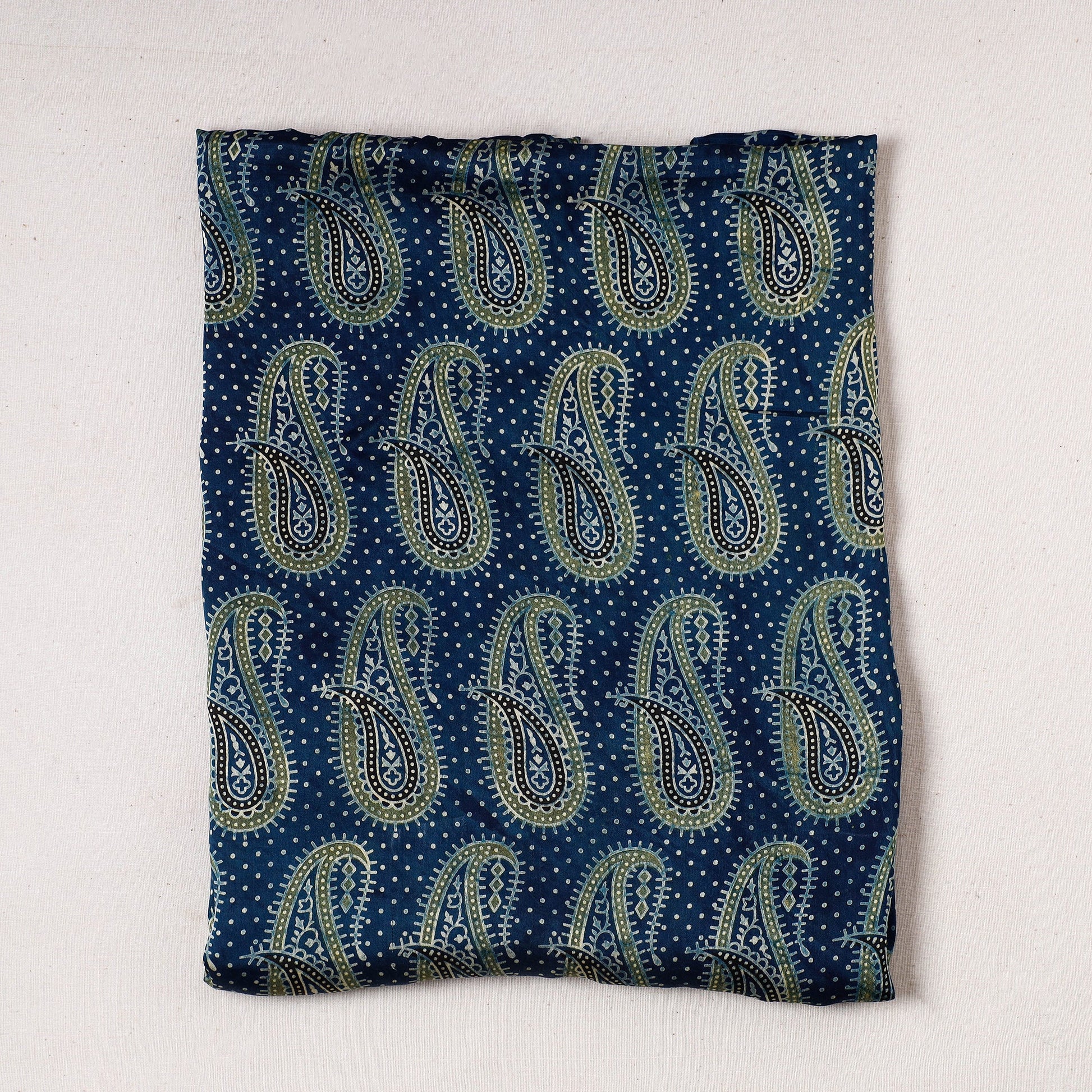 Blue - Ajrakh Block Printed Modal Silk Precut fabric