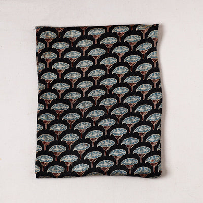 Black - Ajrakh Block Printed Modal Silk Precut fabric