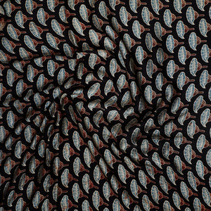Black - Ajrakh Block Printed Modal Silk Precut fabric