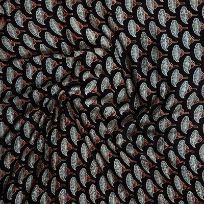Black - Ajrakh Block Printed Modal Silk Precut fabric