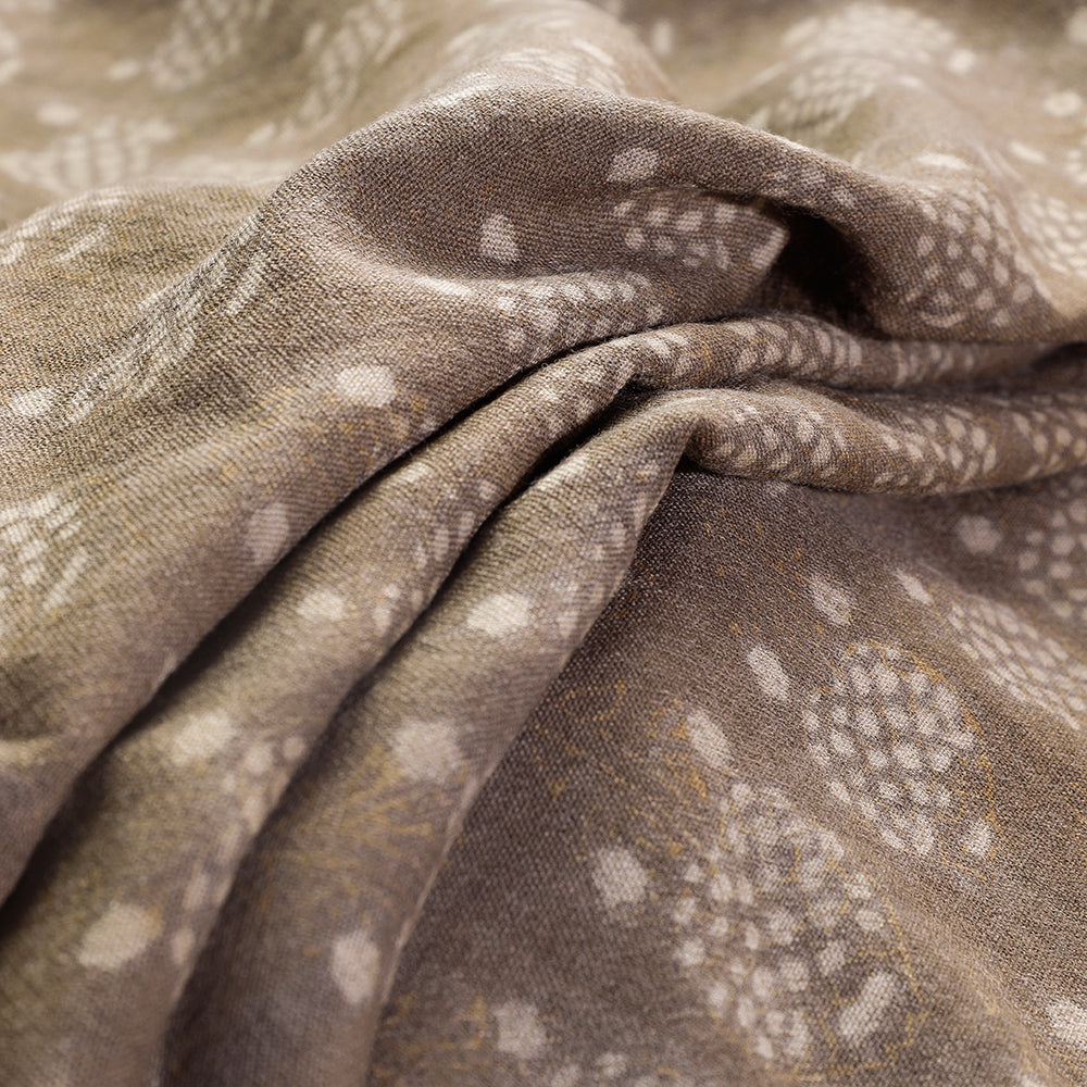Brown - Kutchi Woolen Akola Hand Block Printed Fabric