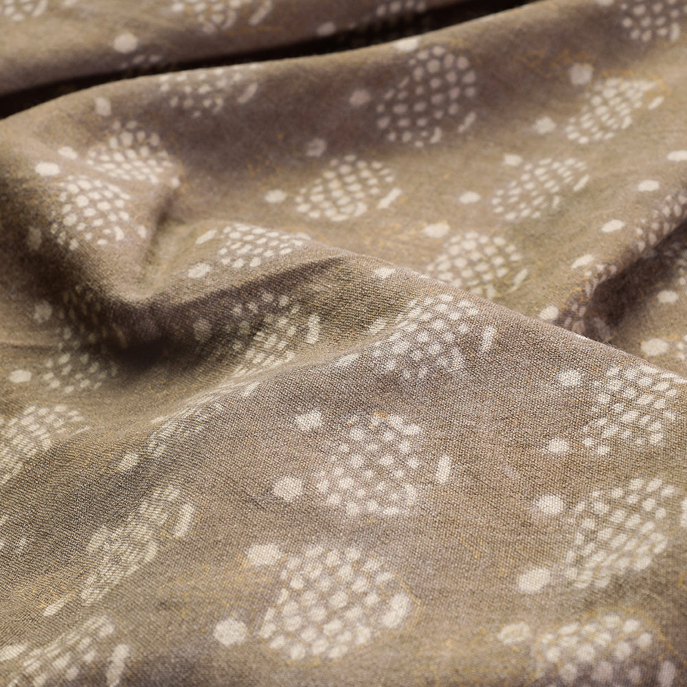 Brown - Kutchi Woolen Akola Hand Block Printed Fabric