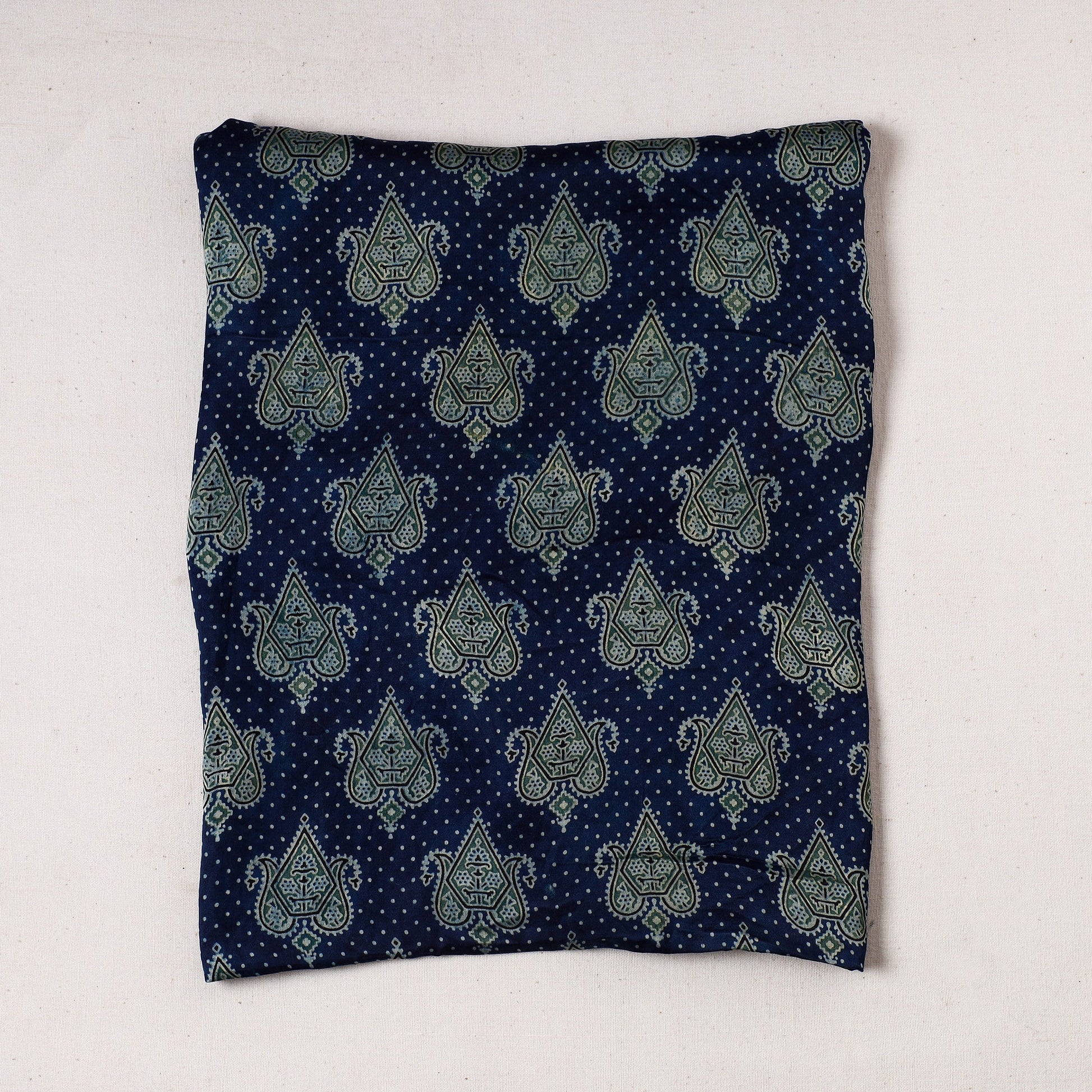 Blue - Ajrakh Block Printed Modal Silk Precut fabric