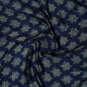 Blue - Ajrakh Block Printed Modal Silk Precut fabric