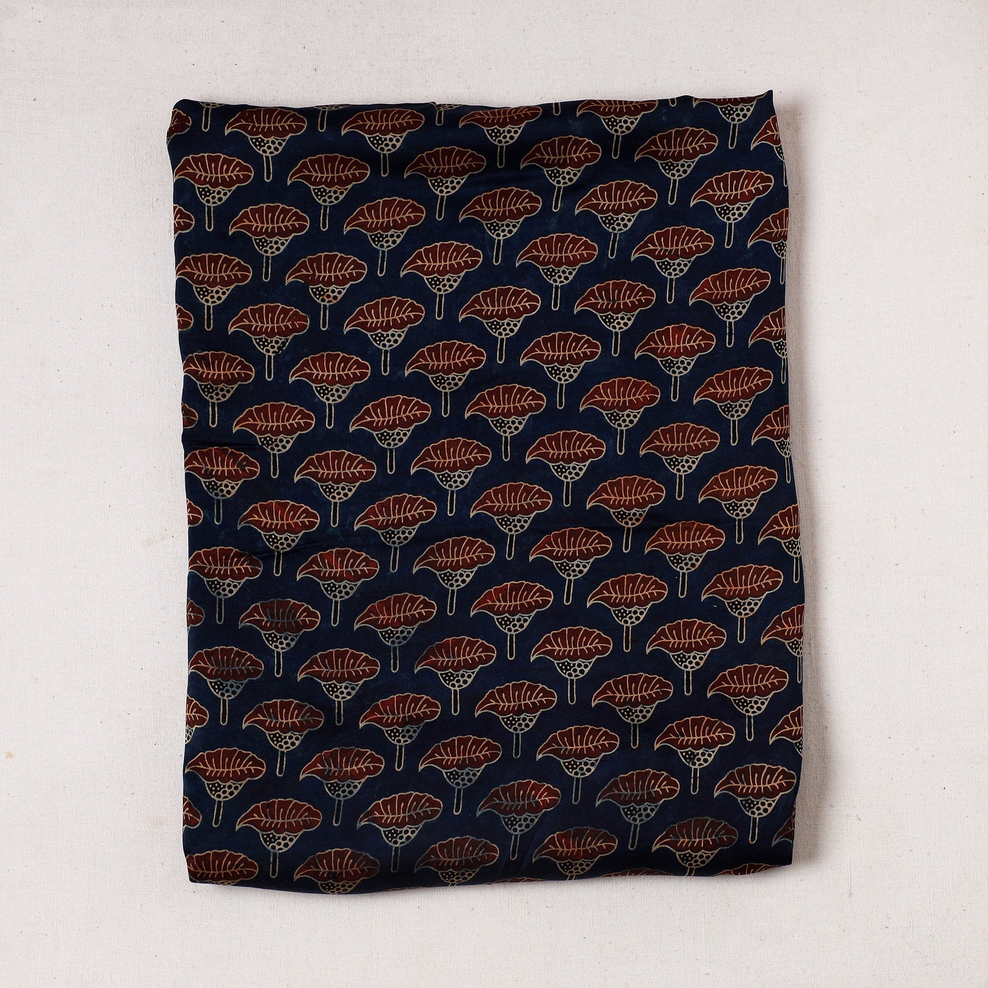 Blue - Ajrakh Block Printed Modal Silk Precut fabric