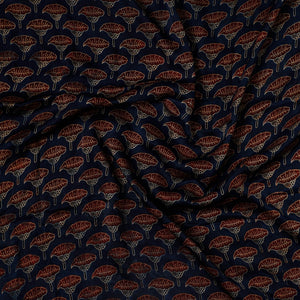Blue - Ajrakh Block Printed Modal Silk Precut fabric
