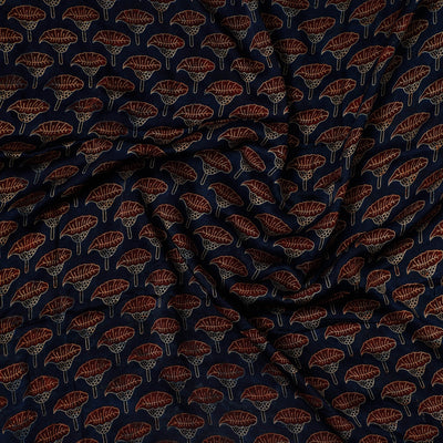 Blue - Ajrakh Block Printed Modal Silk Precut fabric