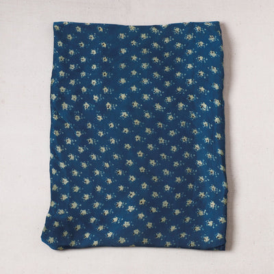 Blue - Ajrakh Block Printed Modal Silk Precut fabric - (0.95 meter)