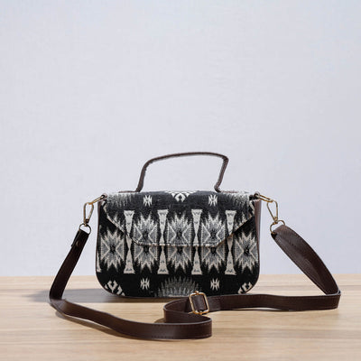 Black - Kutch Handcrafted Woven Cotton Sling Bag