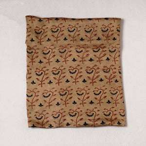 Brown - Ajrakh Block Printed Modal Silk Precut fabric - (0.85 meter)