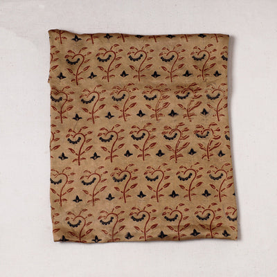 Brown - Ajrakh Block Printed Modal Silk Precut fabric - (0.85 meter)