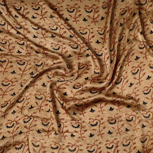 Brown - Ajrakh Block Printed Modal Silk Precut fabric - (0.85 meter)