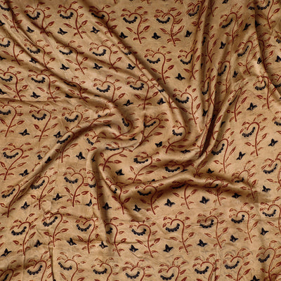 Brown - Ajrakh Block Printed Modal Silk Precut fabric - (0.85 meter)
