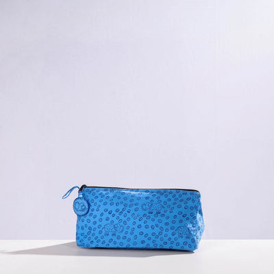 Blue - Hand Block Print Cotton Toilet Pouch