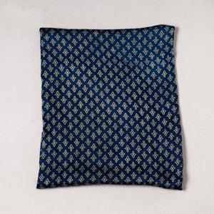 Blue - Ajrakh Block Printed Modal Silk Precut fabric - (1.15 meter)