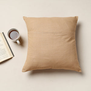 Beige - Kutch Ahir Hand Embroidery Cotton Cushion Cover (16 x 16 in)