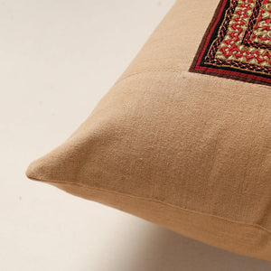 Beige - Kutch Neran Hand Embroidery Cotton Cushion Cover (16 x 16 in)