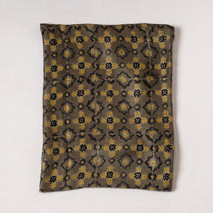 Brown - Ajrakh Block Printed Modal Silk Precut fabric - (0.8 meter)