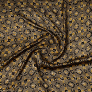 Brown - Ajrakh Block Printed Modal Silk Precut fabric - (0.8 meter)