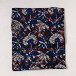 Blue - Ajrakh Block Printed Modal Silk Precut fabric - (2.2 meter)