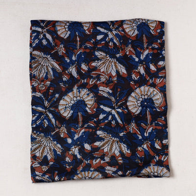 Blue - Ajrakh Block Printed Modal Silk Precut fabric - (2.2 meter)