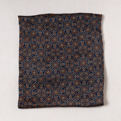Blue - Ajrakh Block Printed Modal Silk Precut fabric - (1 meter)