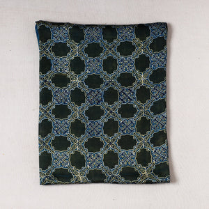 Blue - Ajrakh Block Printed Modal Silk Precut fabric - (0.8 meter)