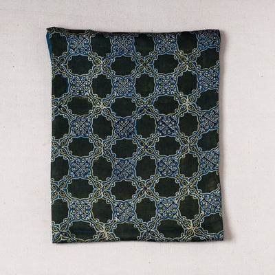 Blue - Ajrakh Block Printed Modal Silk Precut fabric - (0.8 meter)