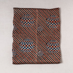 Brown - Ajrakh Block Printed Modal Silk Precut fabric - (0.9 meter)