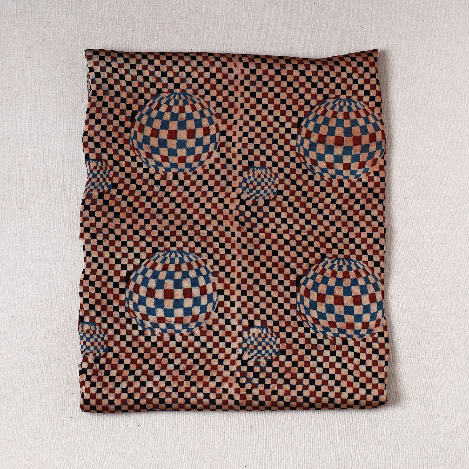 Brown - Ajrakh Block Printed Modal Silk Precut fabric - (0.9 meter)